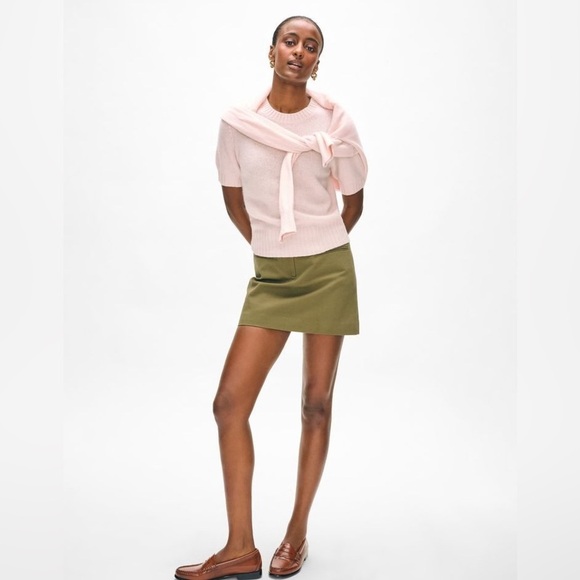 White + Warren Fitted Short Sleeve Sweater Tee in Baby Pink - Picture 1 of 6